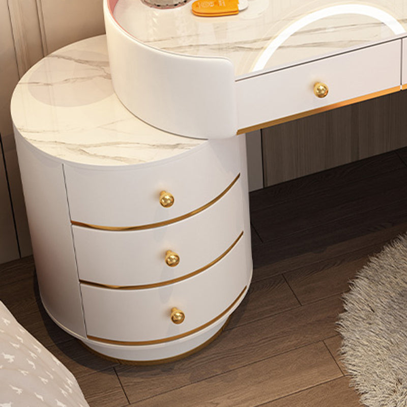 Wooden Makeup Vanity Desk Bedroom Dressing Table Stool Set with Drawer
