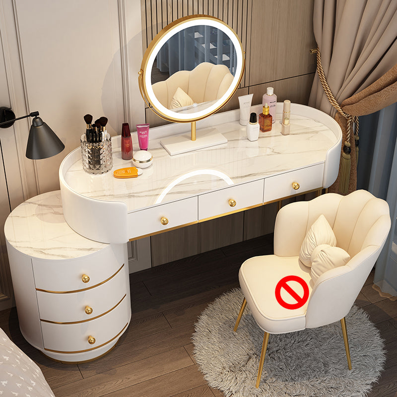 Wooden Makeup Vanity Desk Bedroom Dressing Table Stool Set with Drawer