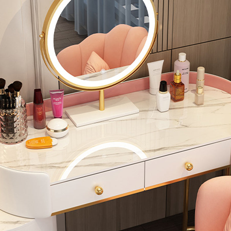 Wooden Makeup Vanity Desk Bedroom Dressing Table Stool Set with Drawer