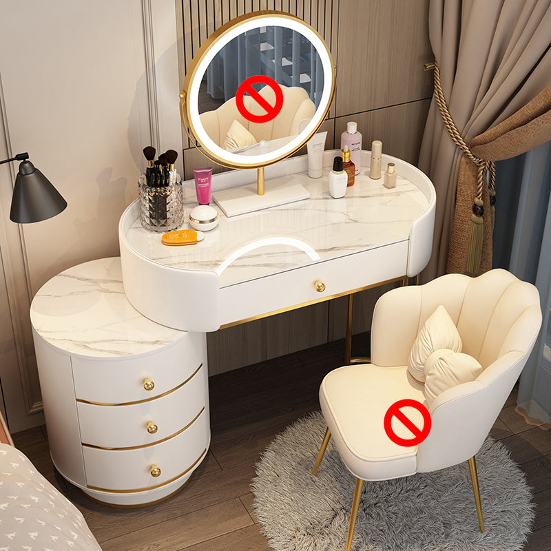 Wooden Makeup Vanity Desk Bedroom Dressing Table Stool Set with Drawer