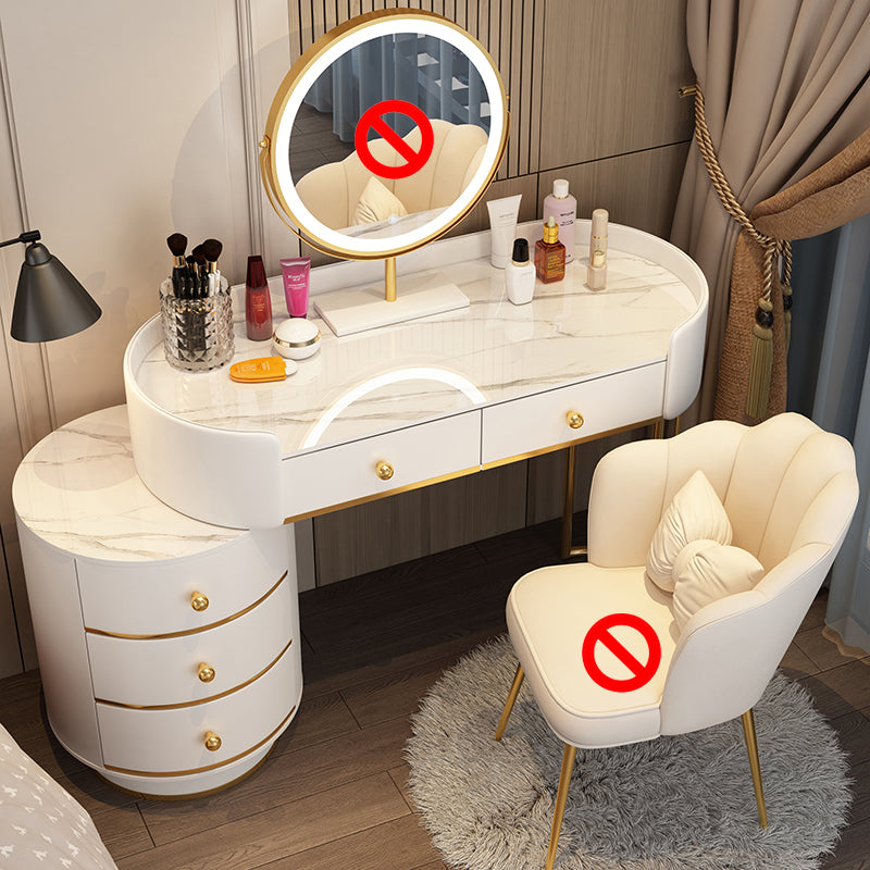 Wooden Makeup Vanity Desk Bedroom Dressing Table Stool Set with Drawer