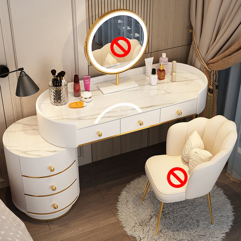 Wooden Makeup Vanity Desk Bedroom Dressing Table Stool Set with Drawer