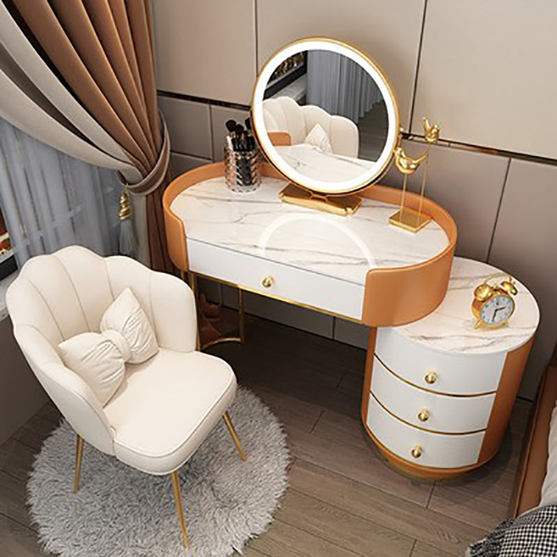 Wooden Makeup Vanity Desk Bedroom Dressing Table Stool Set with Drawer