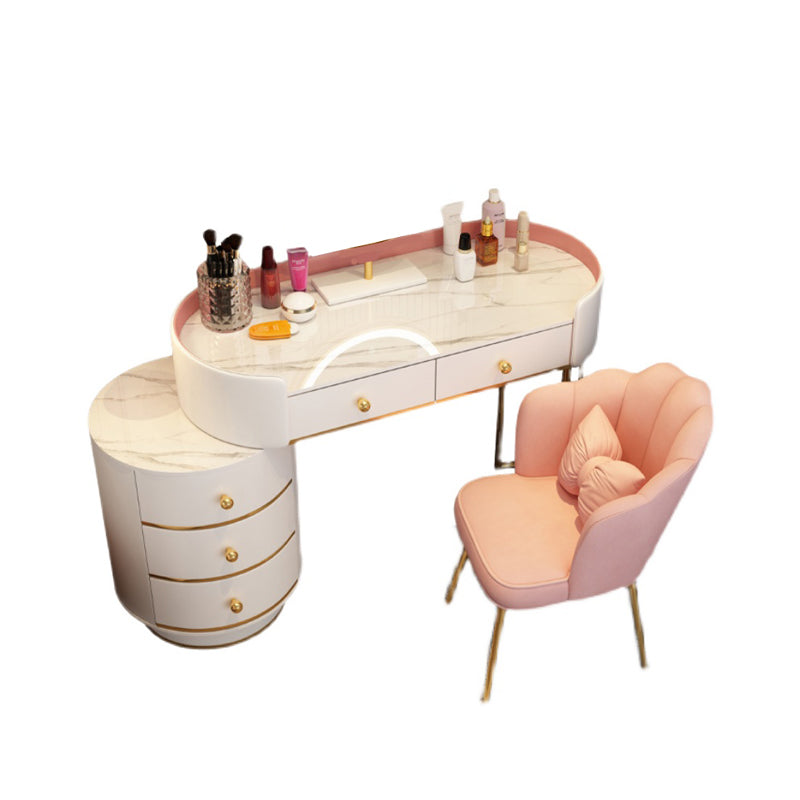 Wooden Makeup Vanity Desk Bedroom Dressing Table Stool Set with Drawer