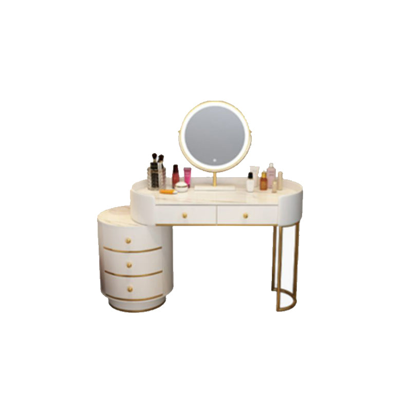 Wooden Makeup Vanity Desk Bedroom Dressing Table Stool Set with Drawer