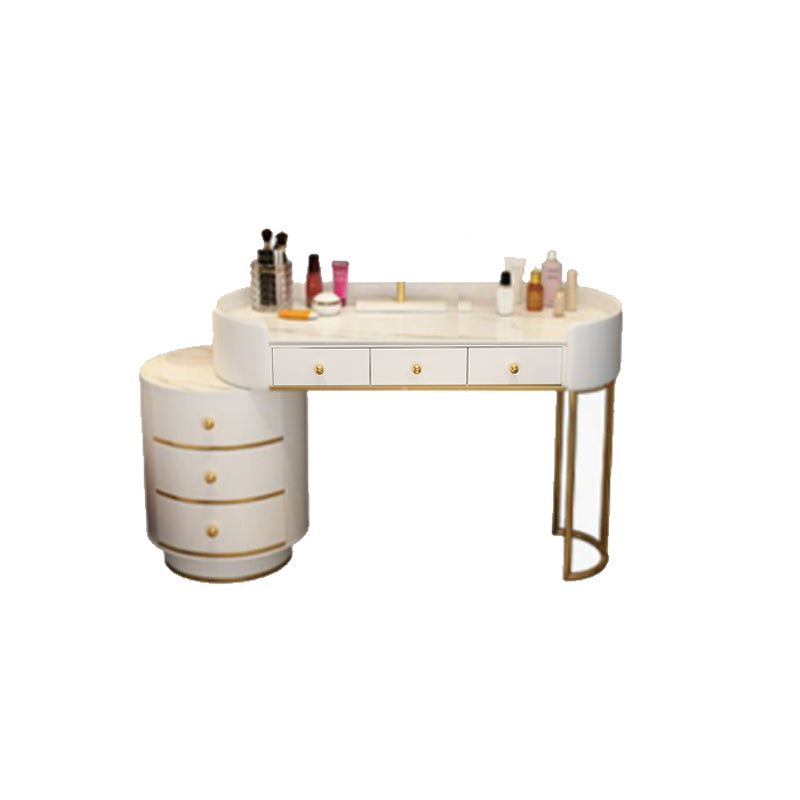 Wooden Makeup Vanity Desk Bedroom Dressing Table Stool Set with Drawer