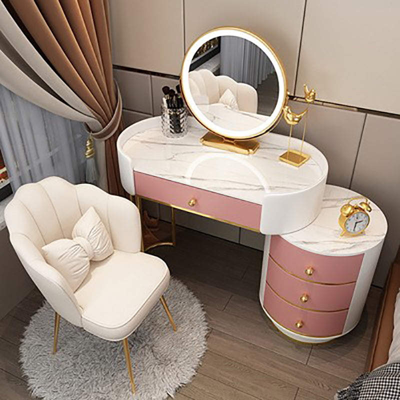 Wooden Makeup Vanity Desk Bedroom Dressing Table Stool Set with Drawer