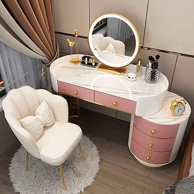 Wooden Makeup Vanity Desk Bedroom Dressing Table Stool Set with Drawer