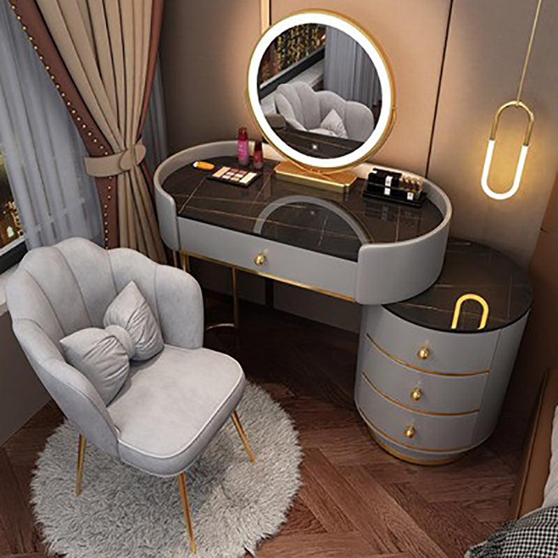 Wooden Makeup Vanity Desk Bedroom Dressing Table Stool Set with Drawer