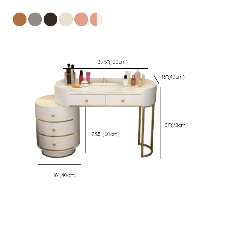 Wooden Makeup Vanity Desk Bedroom Dressing Table Stool Set with Drawer