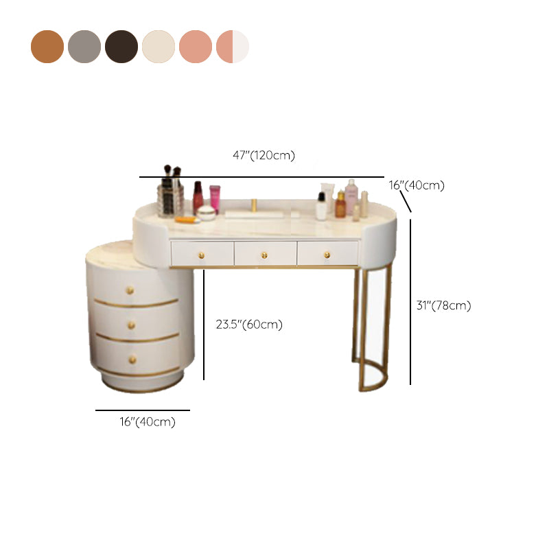 Wooden Makeup Vanity Desk Bedroom Dressing Table Stool Set with Drawer