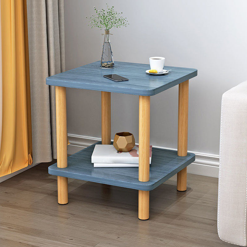 Scandinavian Style Wooden Side Table Double Tier End Table Concrete Sofa Side Accent Table