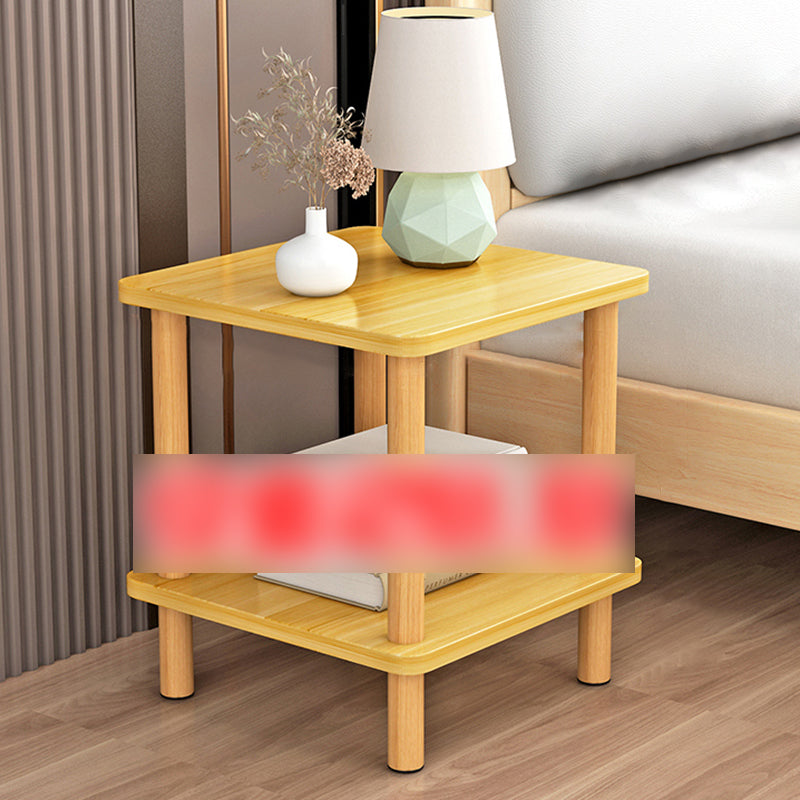 Scandinavian Style Wooden Side Table Double Tier End Table Concrete Sofa Side Accent Table