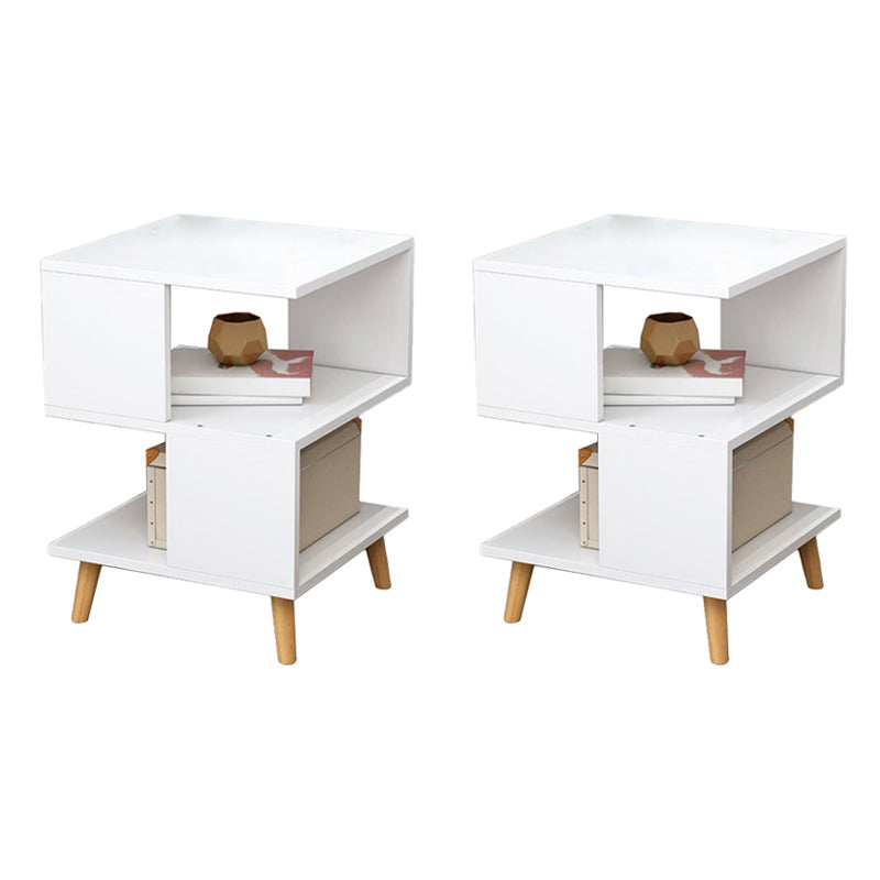 Scandinavian Style Wooden Side Table Double Tier End Table Concrete Sofa Side Accent Table