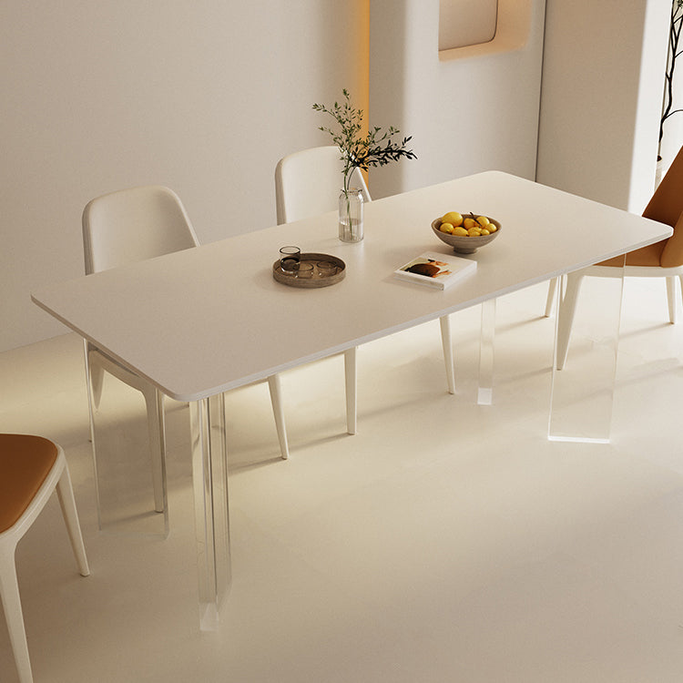 Modern Style 1/3/4 Pieces Dining Table Rectangle Stone Furniture in White