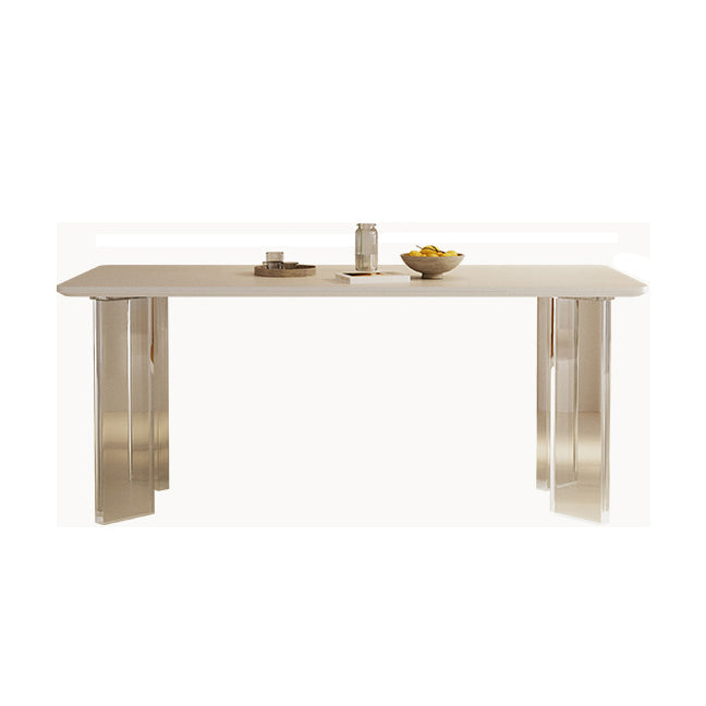Modern Style 1/3/4 Pieces Dining Table Rectangle Stone Furniture in White