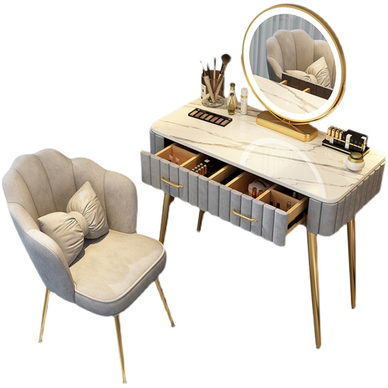 Lighted Mirror Makeup Vanity Desk Standing Makeup Vanity Set with Drawer
