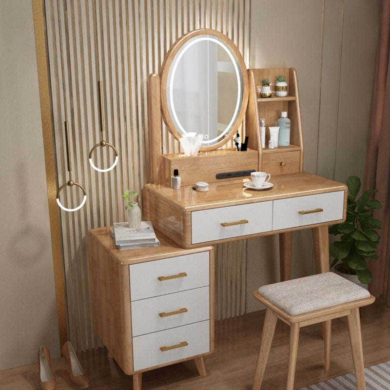Traditions Dressing Table Cherry Bedroom Lighted Mirror Standing Make-up Vanity