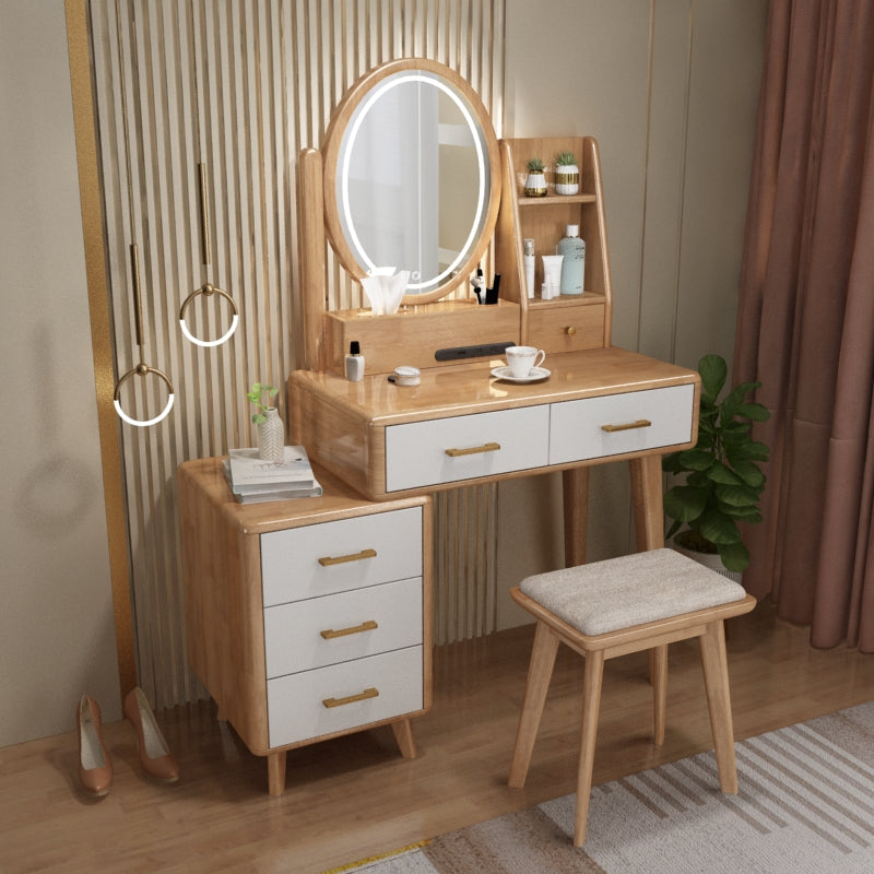 Traditions Dressing Table Cherry Bedroom Lighted Mirror Standing Make-up Vanity