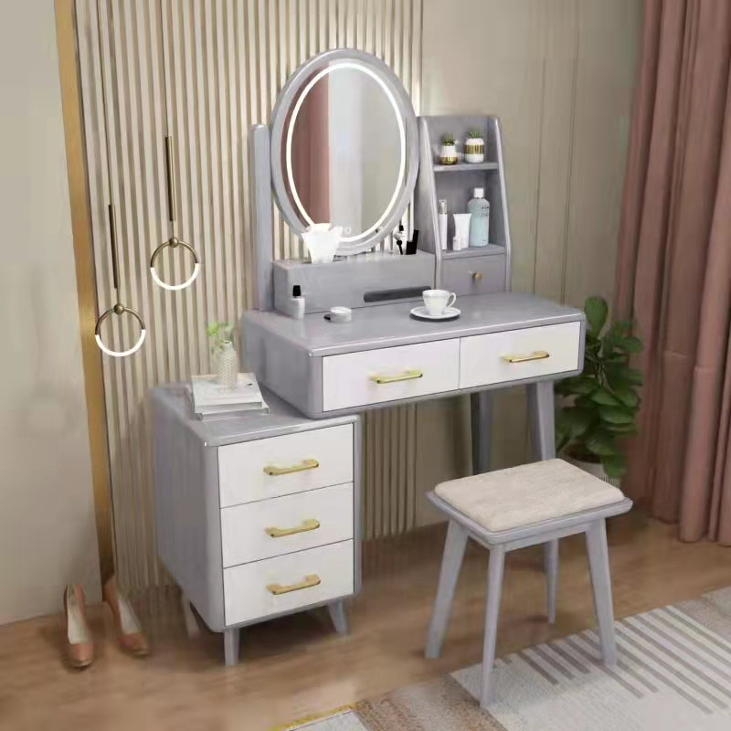 Traditions Dressing Table Cherry Bedroom Lighted Mirror Standing Make-up Vanity