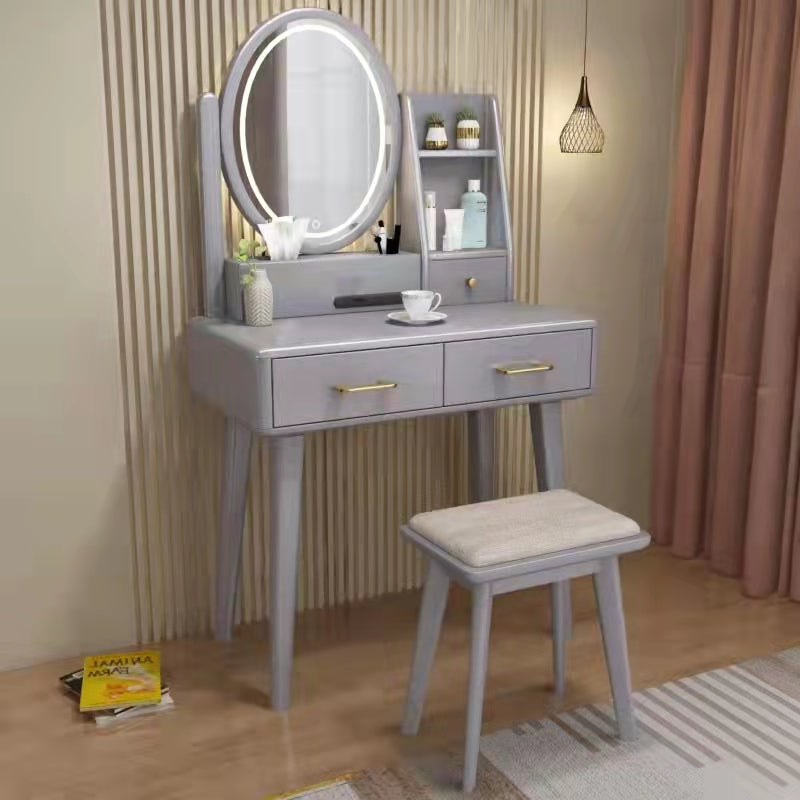 Traditions Dressing Table Cherry Bedroom Lighted Mirror Standing Make-up Vanity