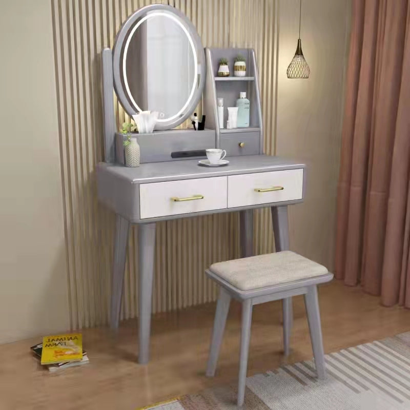 Traditions Dressing Table Cherry Bedroom Lighted Mirror Standing Make-up Vanity