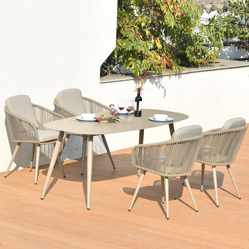 Grey Boho Style Dining Set Metal Oval 1/5/7 Pieces Dining Set