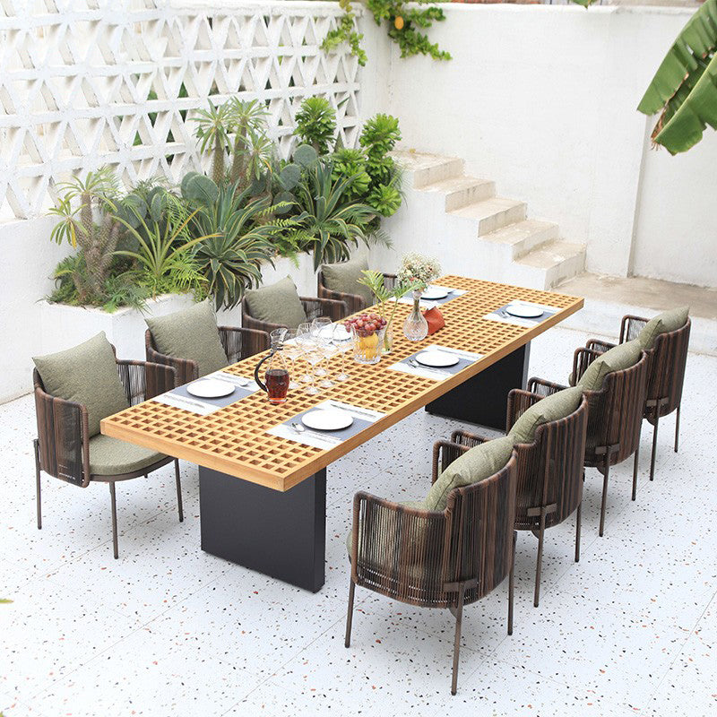 Boho Style Dining Set Wood Rectangular 1/5/7/9 Pieces Dining Set