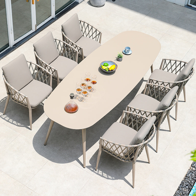 Boho Metal Dining Table Set 1/5/7/9 Pieces Patio Dining Table Set