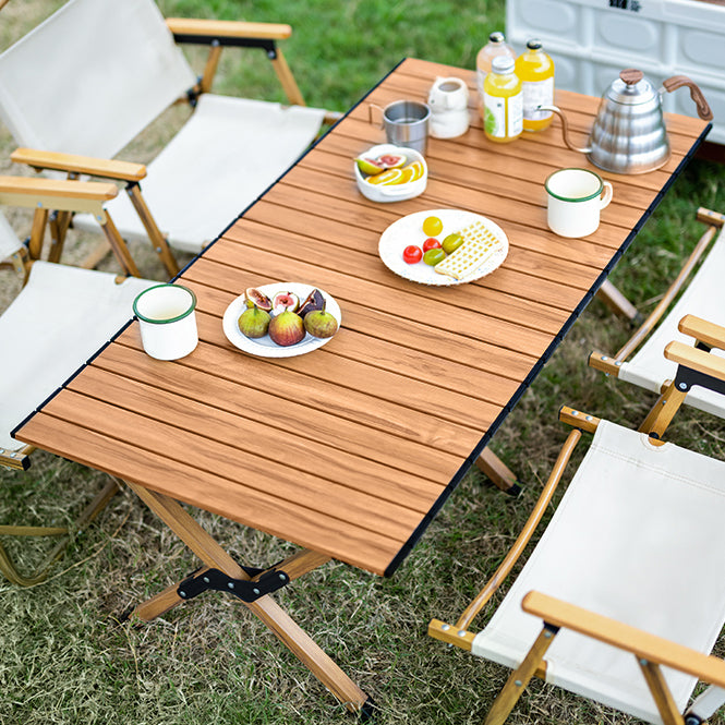 Industrial Aluminum Rectangle Table Foldable Camping Table in Brown