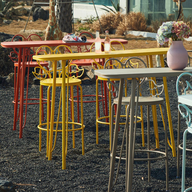 Industrial Rectangle Dining Table Metal Outdoor Table with Metal Base