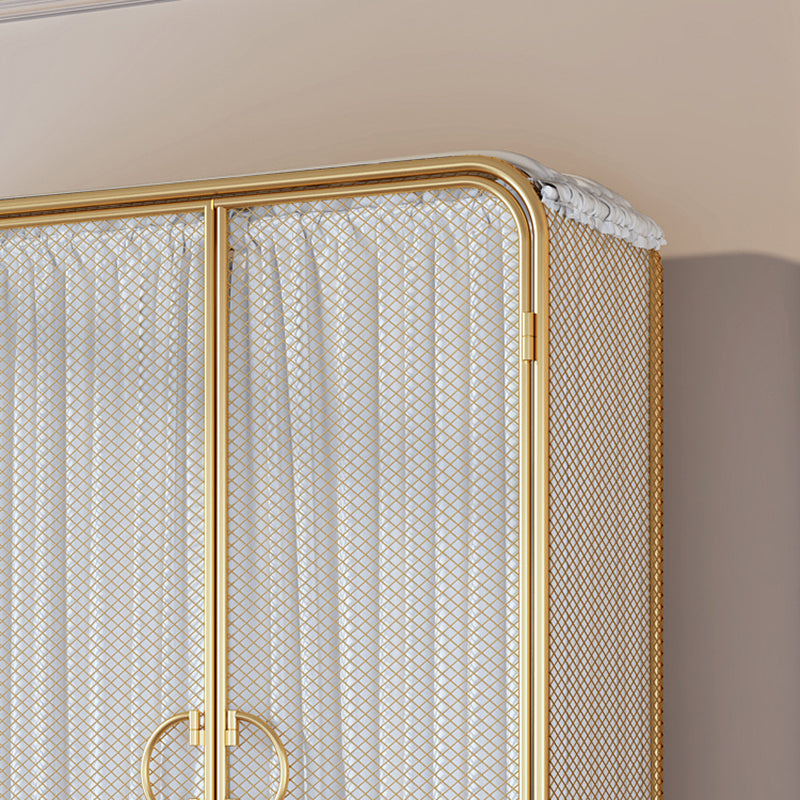 Modern Wardrobe Cabinet Metal Clothes Rail Wardrobe Armoire with Shelves