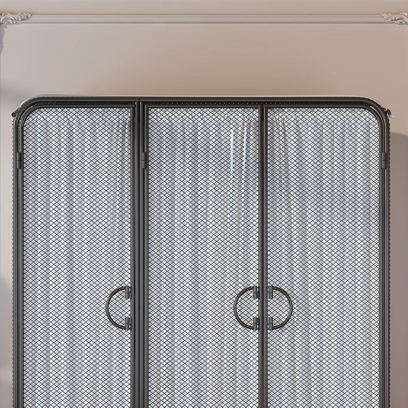 Modern Wardrobe Cabinet Metal Clothes Rail Wardrobe Armoire with Shelves