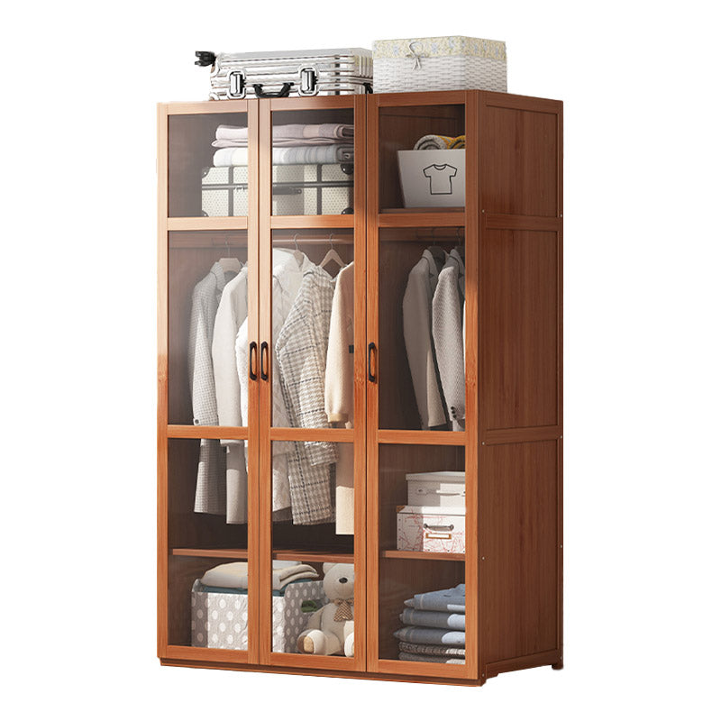 Modern Wardrobe Cabinet Solid Wood Clothes Rail Wardrobe Armoire
