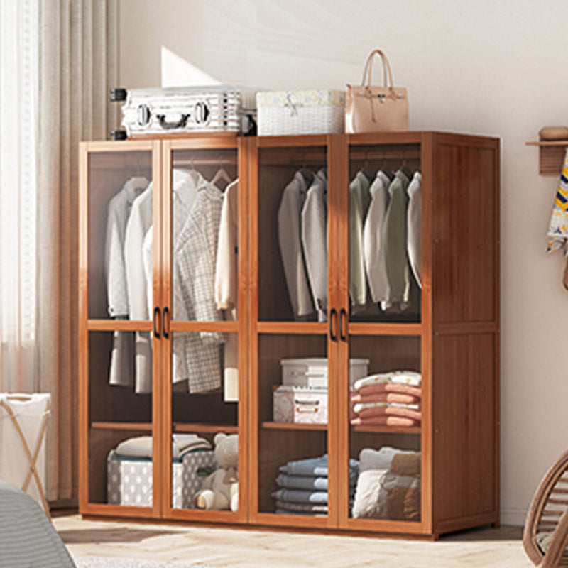 Modern Wardrobe Cabinet Solid Wood Clothes Rail Wardrobe Armoire