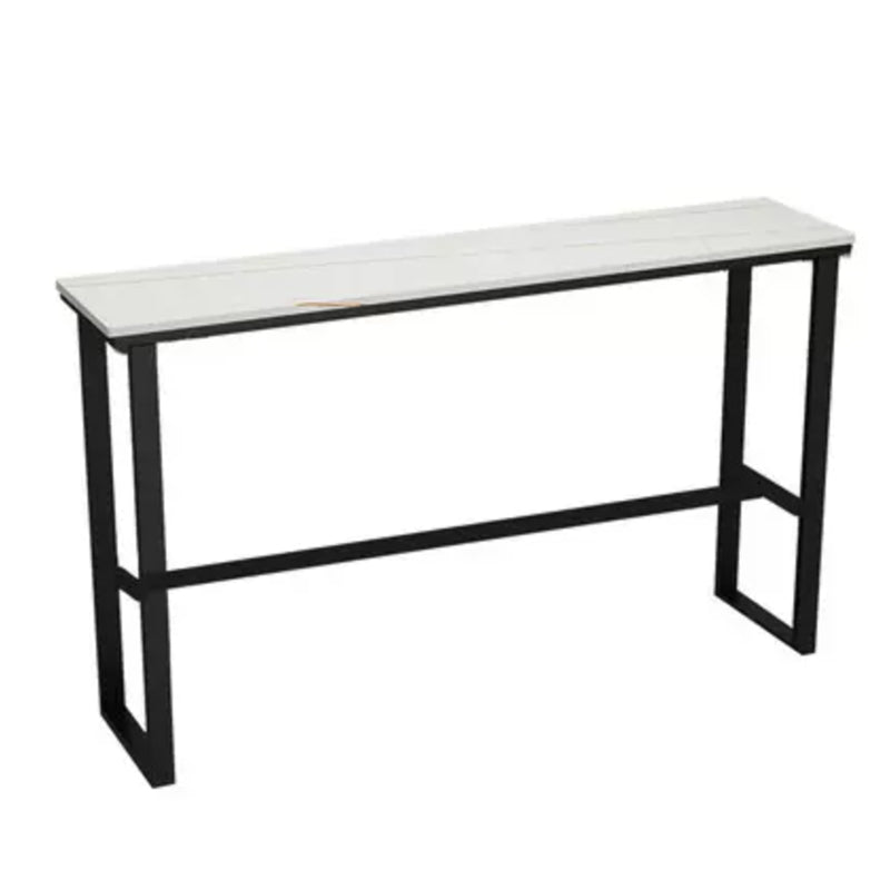 Modern Style Stone Bistro Bar Table Rectangle Metal Base Bar Table