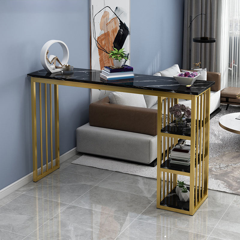 Modern Style Bistro Bar Table Rectangle Gold Frame Bar Table