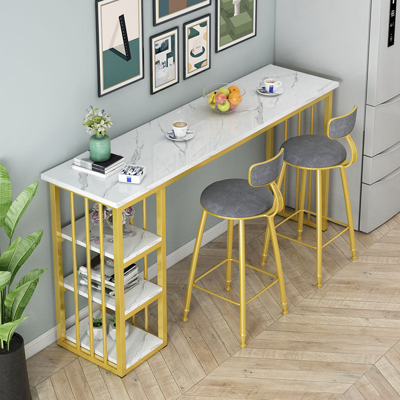 Modern Style Bistro Bar Table Rectangle Gold Frame Bar Table