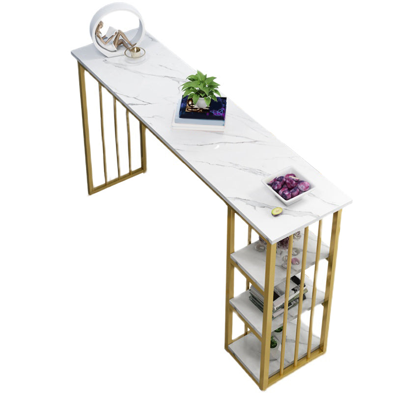 Modern Style Bistro Bar Table Rectangle Gold Frame Bar Table