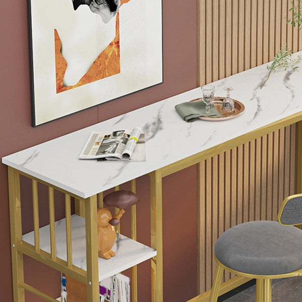 Modern Style Bistro Bar Table Rectangle Gold Frame Bar Table