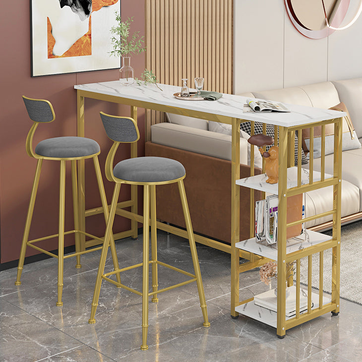 Modern Style Bistro Bar Table Rectangle Gold Frame Bar Table