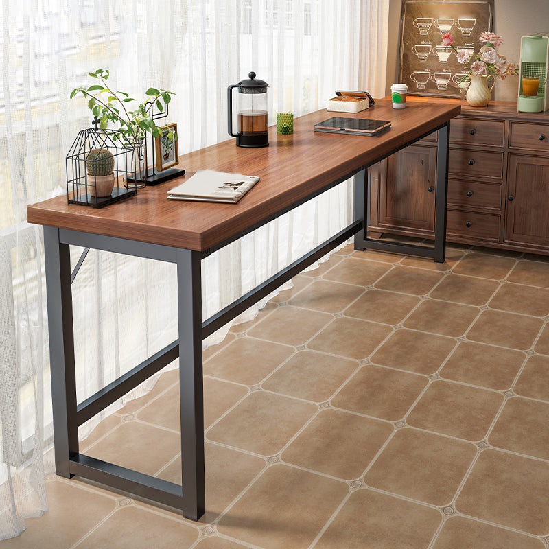 Industrial Wooden Bistro Bar Table Rectangle Metal Base Bar Table