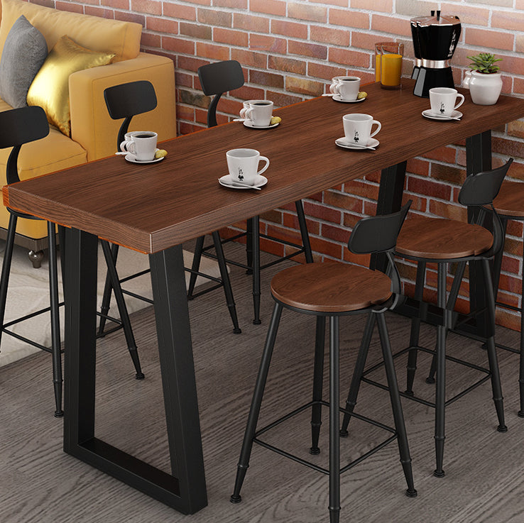 Industrial Style Bistro Bar Table Rectangle Solid Wood Bar Table