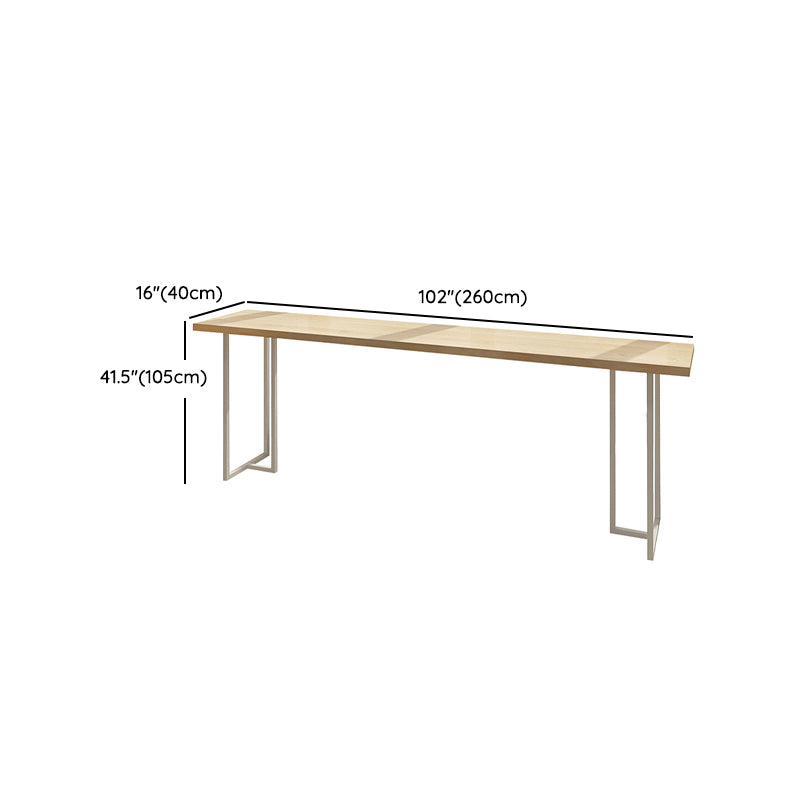 Modern Bistro Bar Table Rectangle Wood Double Pedestal Bar Table
