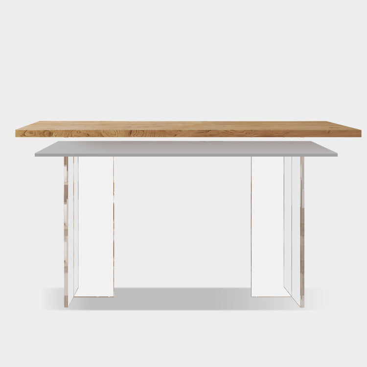 Modern Rectangle Bistro Bar Table Solid Wood Bar Table with Acrylic