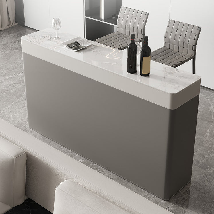 Modern Style Bistro Bar Table Rectangle Stone Top Bar Table for Living Room