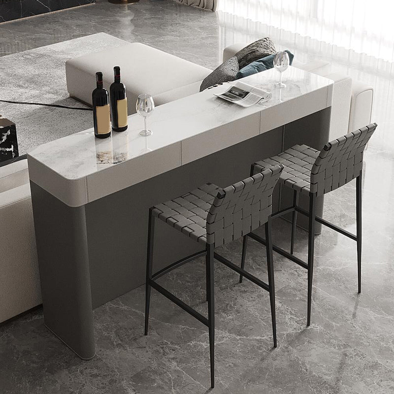 Modern Style Bistro Bar Table Rectangle Stone Top Bar Table for Living Room