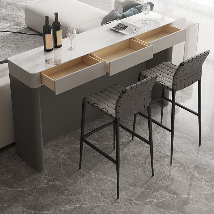 Modern Style Bistro Bar Table Rectangle Stone Top Bar Table for Living Room