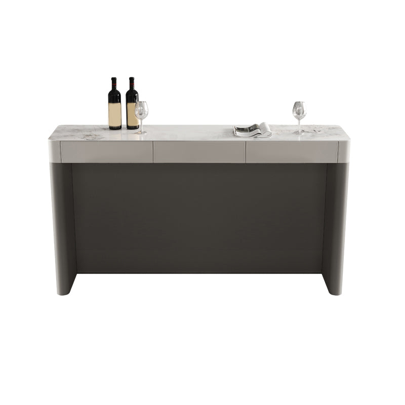 Modern Style Bistro Bar Table Rectangle Stone Top Bar Table for Living Room