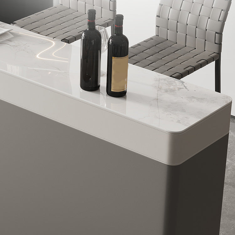Modern Style Bistro Bar Table Rectangle Stone Top Bar Table for Living Room